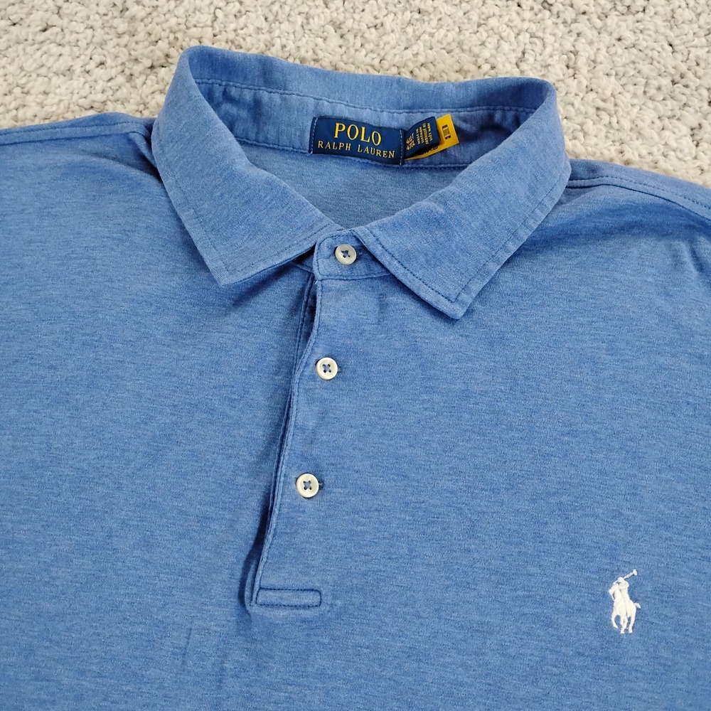 Polo Ralph Lauren Shirt Mens 4XLT Blue Short Sleeve Preppy Rugby Casual Golf A1